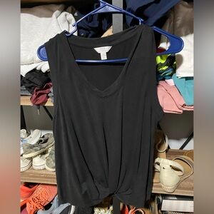 Time and Tru Black V-Neck Tank Top
